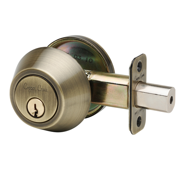 Copper Creek Standard Duty Single Cylinder Grade-3 Deadbolt, Antique Brass DB2410AB